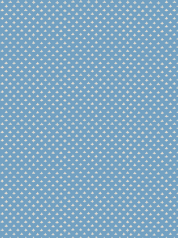 'Fleur de Lis' Wallpaper by Clare V. - Blue Cream