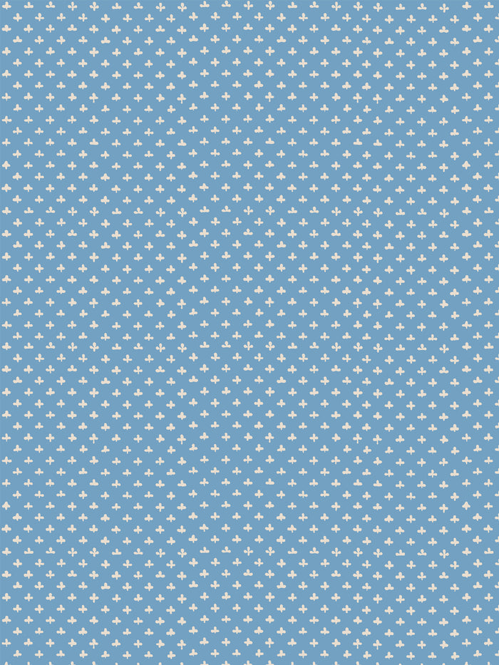 'Fleur de Lis' Wallpaper by Clare V. - Blue Cream