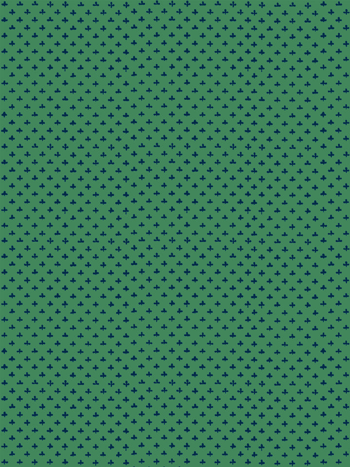 'Fleur de Lis' Wallpaper by Clare V. - Navy Green