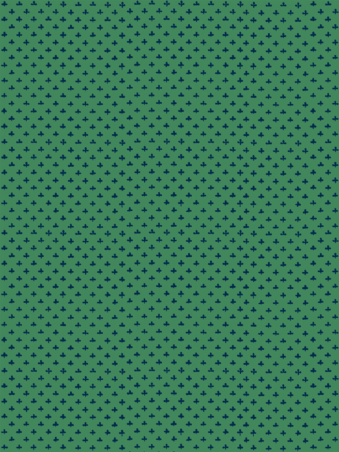 'Fleur de Lis' Wallpaper by Clare V. - Navy Green