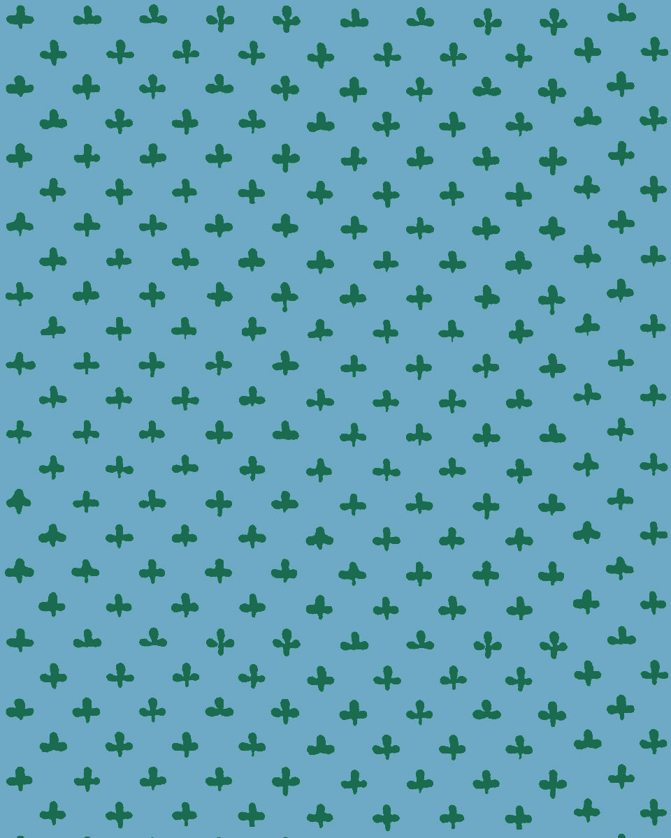 'Fleur de Lis' Wallpaper by Clare V. - Azure Green