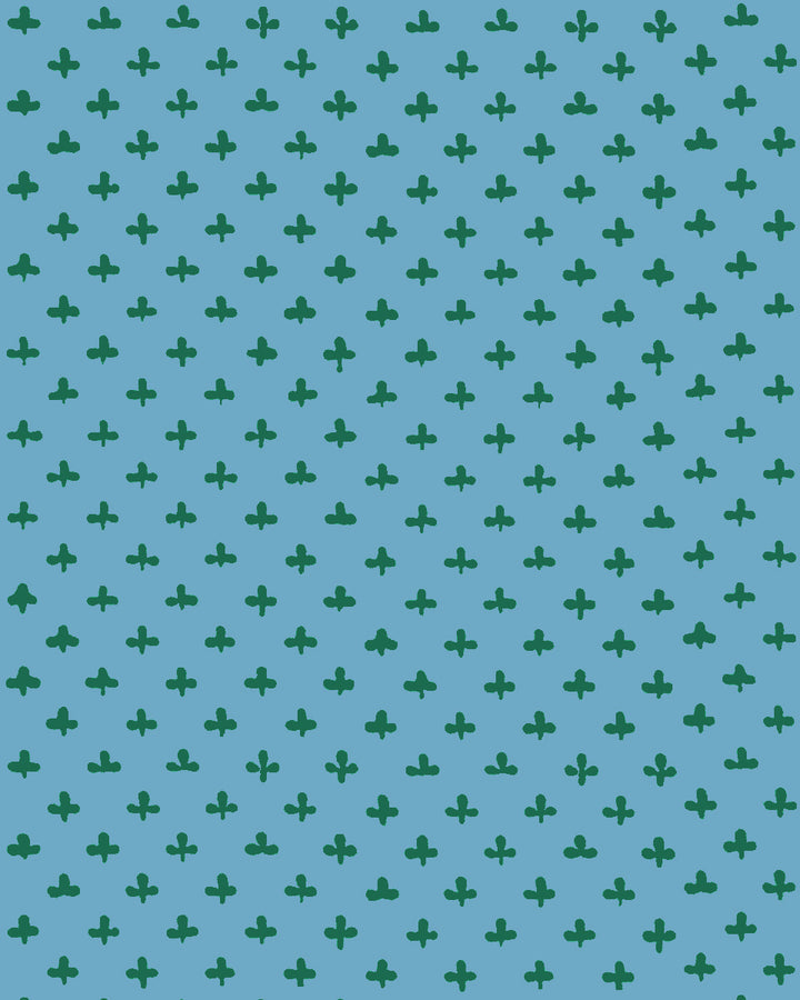 'Fleur de Lis' Wallpaper by Clare V. - Azure Green
