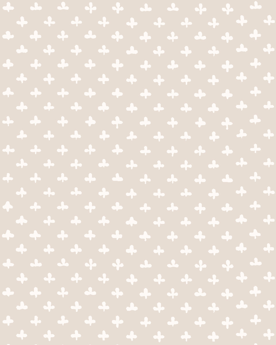 'Fleur de Lis' Wallpaper by Clare V. - Bisque Cream