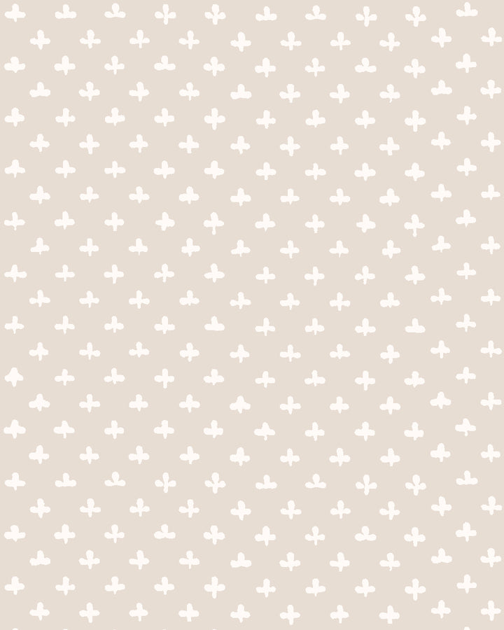 'Fleur de Lis' Wallpaper by Clare V. - Bisque Cream