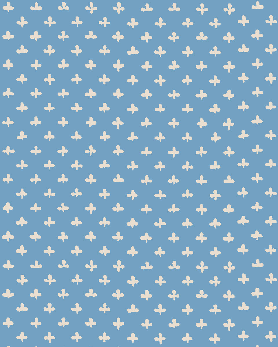 'Fleur de Lis' Wallpaper by Clare V. - Blue Cream