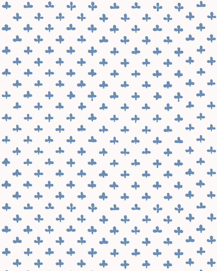 'Fleur de Lis' Wallpaper by Clare V. - Chambray Blue