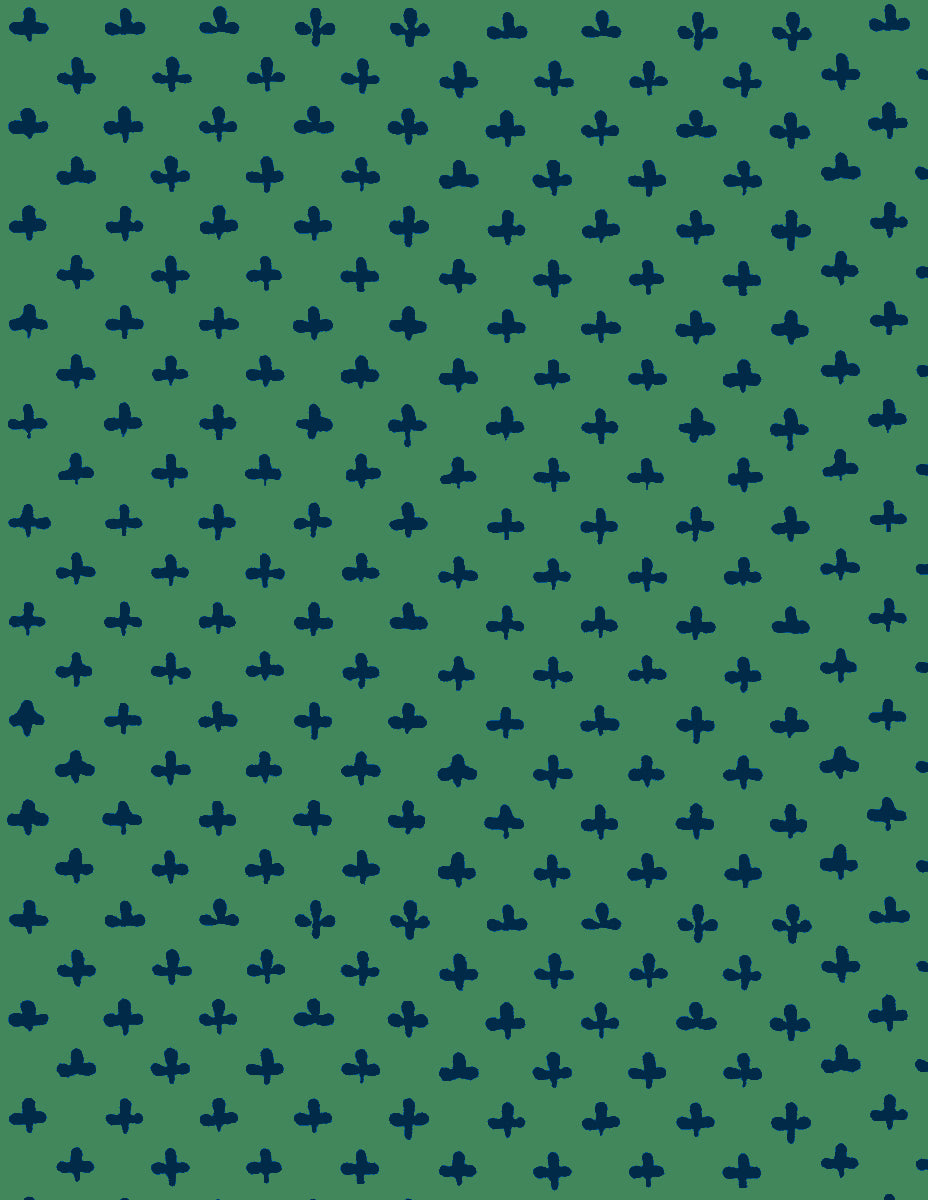 'Fleur de Lis' Wallpaper by Clare V. - Navy Green