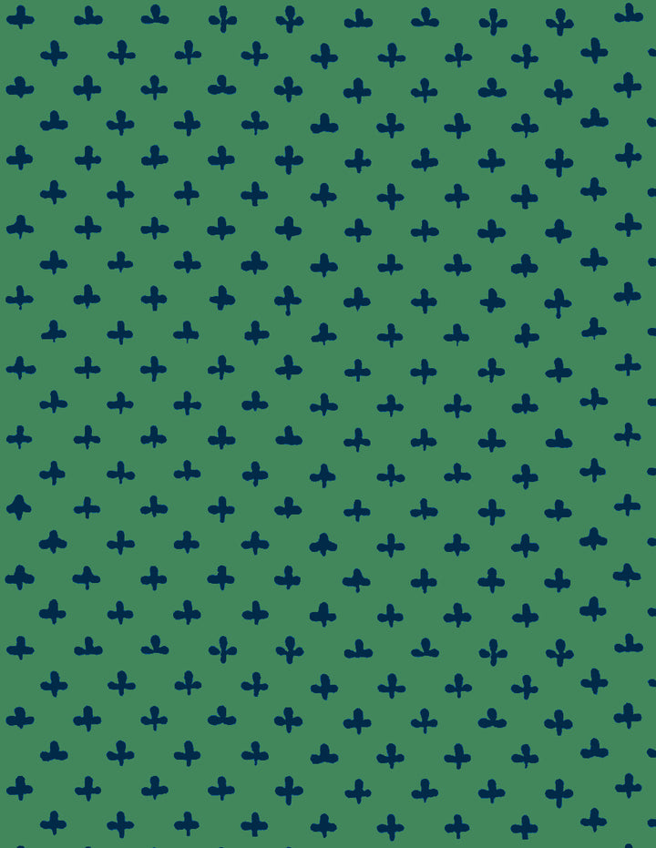 'Fleur de Lis' Wallpaper by Clare V. - Navy Green