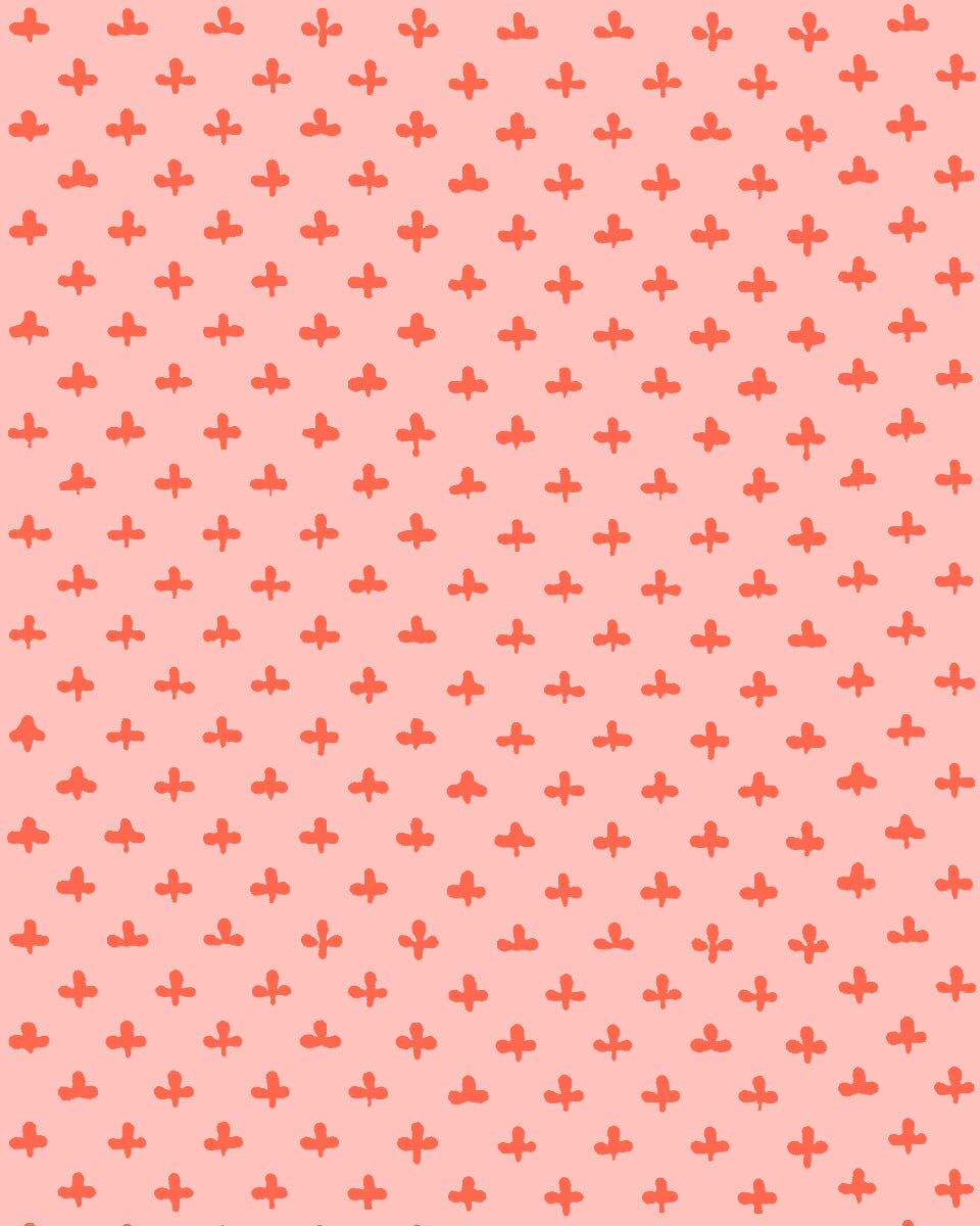 'Fleur de Lis' Wallpaper by Clare V. - Poppy Pink