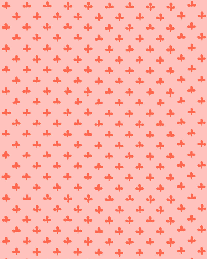 'Fleur de Lis' Wallpaper by Clare V. - Poppy Pink