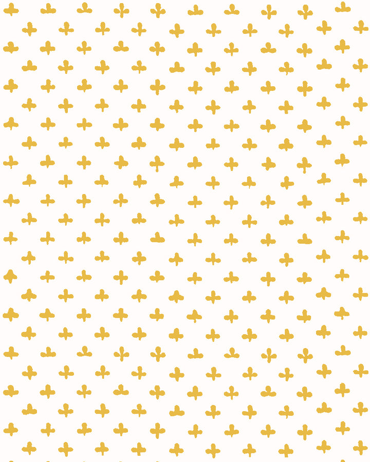 'Fleur de Lis' Wallpaper by Clare V. - Yellow Cream