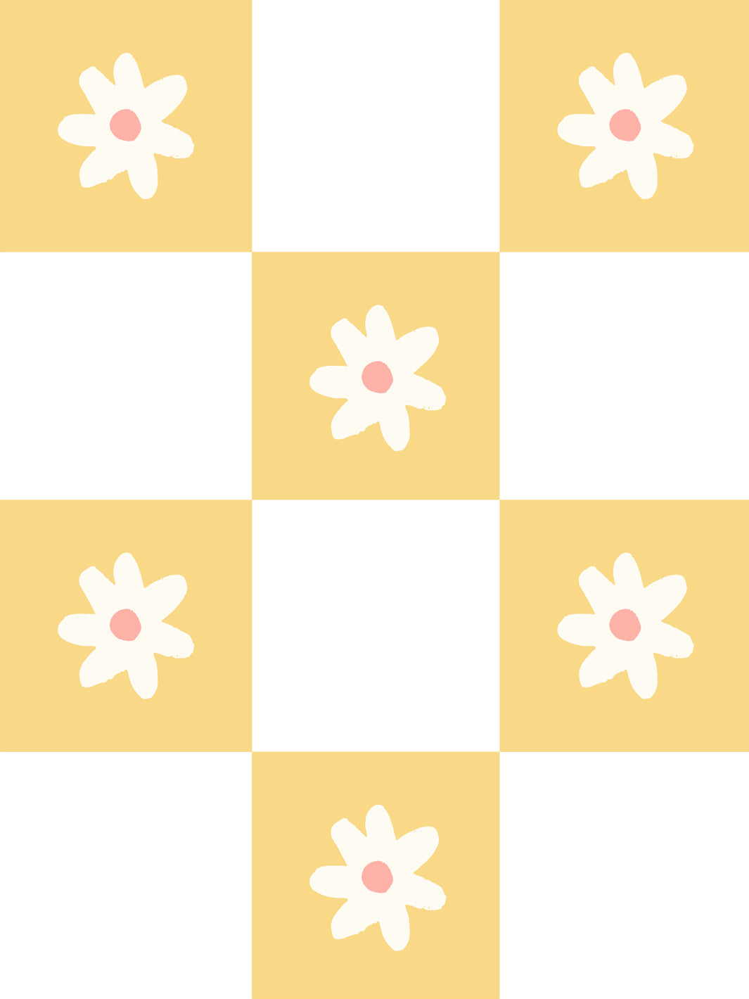 'Floral Check' Wallpaper by Meri Meri - Yellow