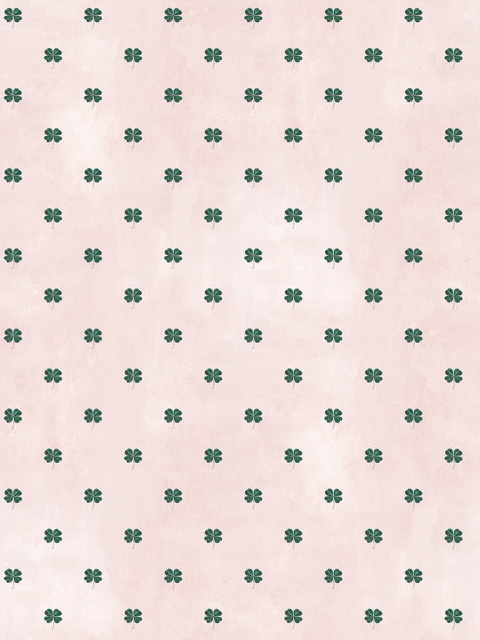 'Four Leaf Clover' Wallpaper by Mary Maguire - Blush