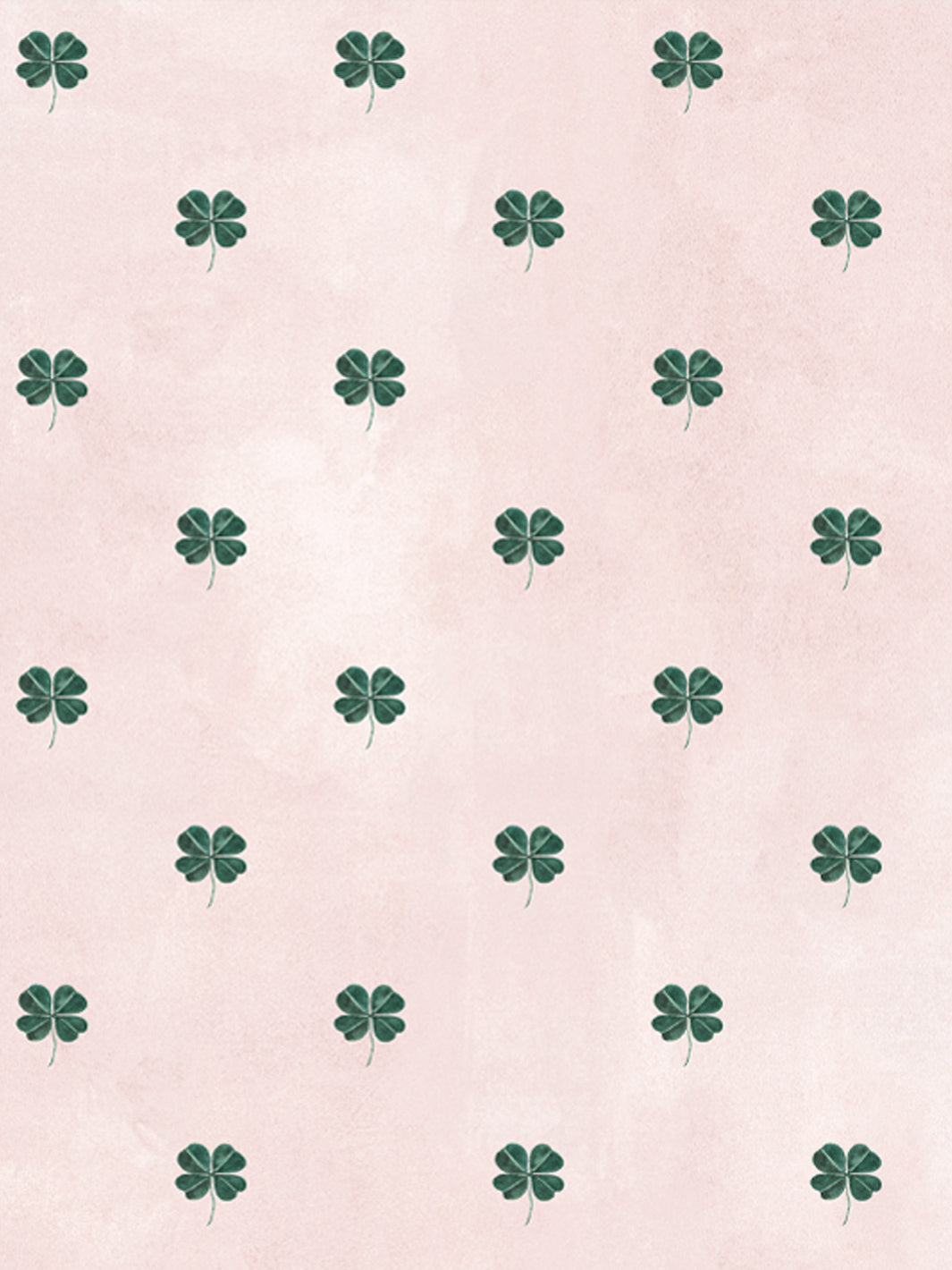 Blush wallpaper featuring centered green four-leaf clover icons repeat pattern