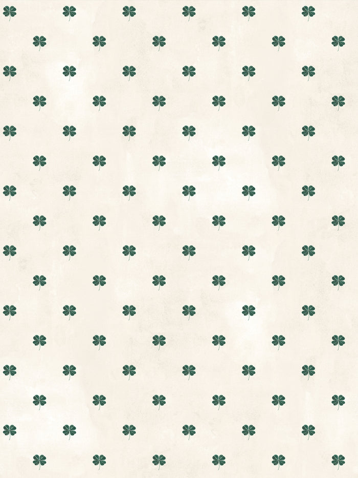 'Four Leaf Clover' Wallpaper by Mary Maguire - Ivory