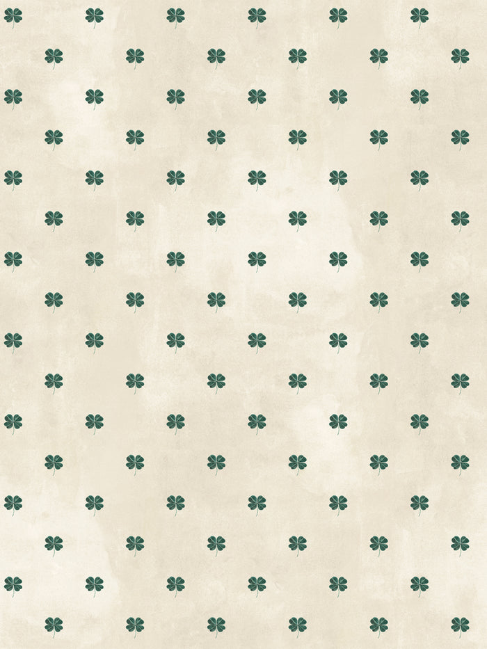 'Four Leaf Clover' Wallpaper by Mary Maguire - Parchment