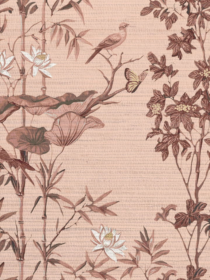 'Freedom' Grasscloth Wallpaper by Flint Wood & Hicks - Coral