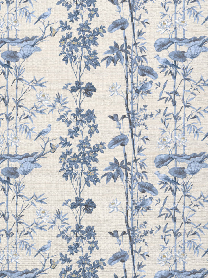 'Freedom' Grasscloth Wallpaper by Flint Wood & Hicks - Cream - Blue