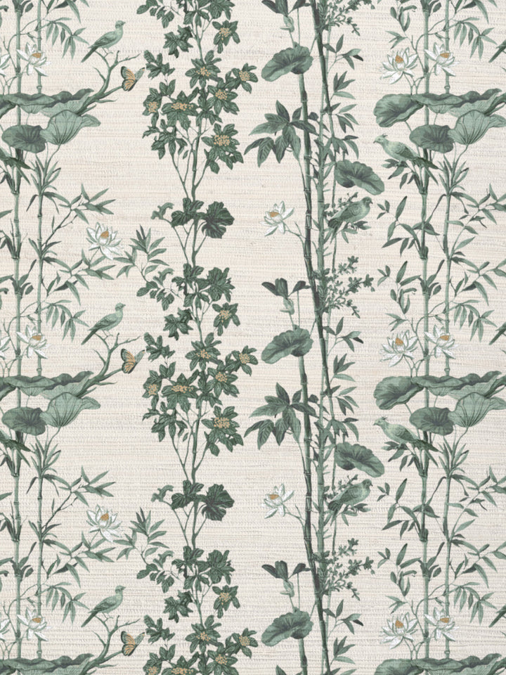 'Freedom' Grasscloth Wallpaper by Flint Wood & Hicks - Cream - Green