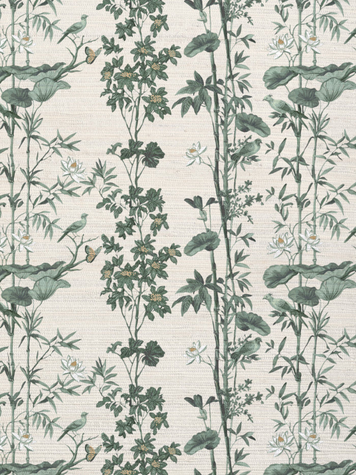 'Freedom' Grasscloth Wallpaper by Flint Wood & Hicks - Cream - Green