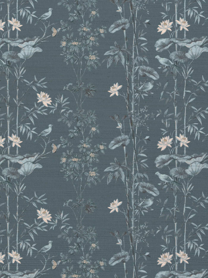 'Freedom' Grasscloth Wallpaper by Flint Wood & Hicks - Faded Blue