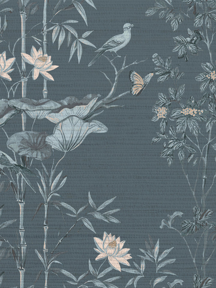 'Freedom' Grasscloth Wallpaper by Flint Wood & Hicks - Faded Blue