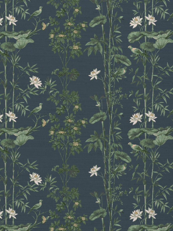 'Freedom' Grasscloth Wallpaper by Flint Wood & Hicks - Faded Midnight