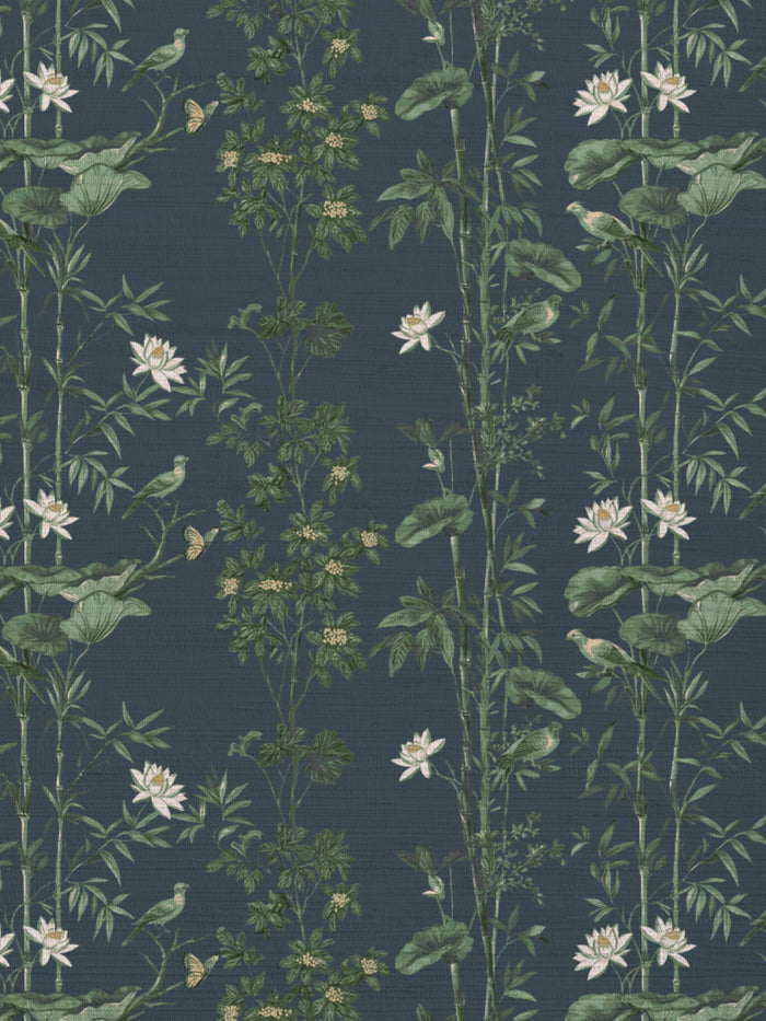 'Freedom' Grasscloth Wallpaper by Flint Wood & Hicks - Faded Midnight