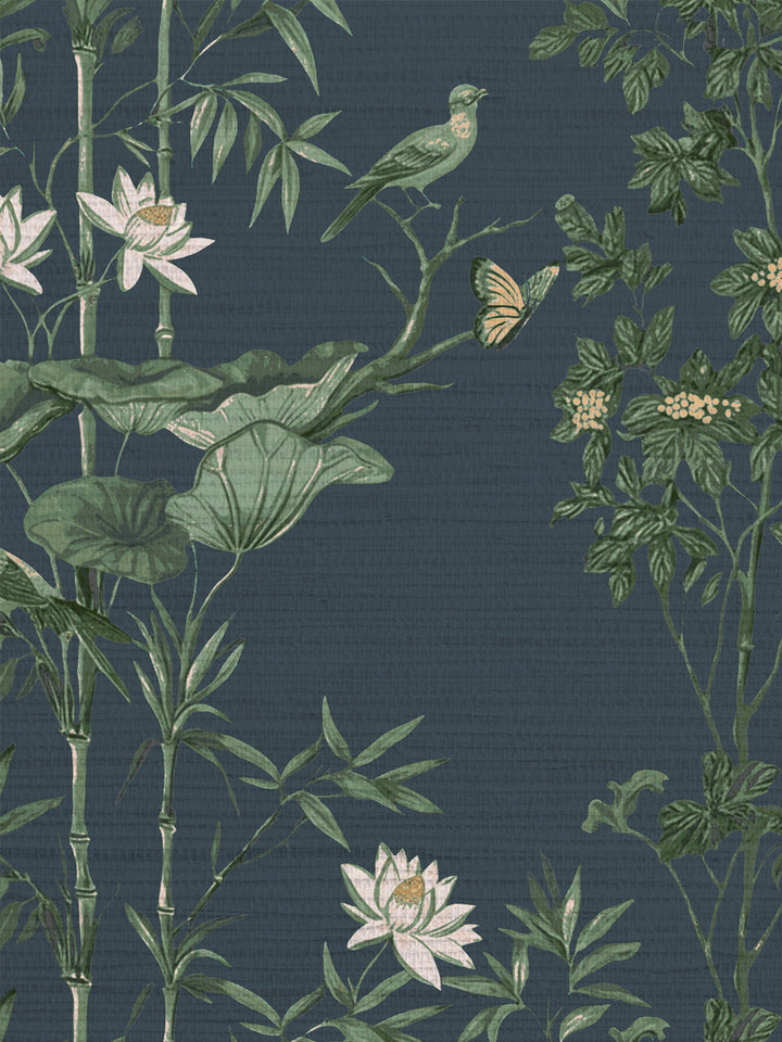 'Freedom' Grasscloth Wallpaper by Flint Wood & Hicks - Faded Midnight