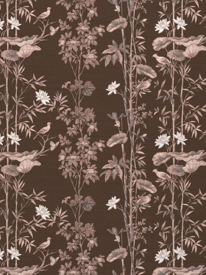 'Freedom' Grasscloth Wallpaper by Flint Wood & Hicks - Mahogany Brown