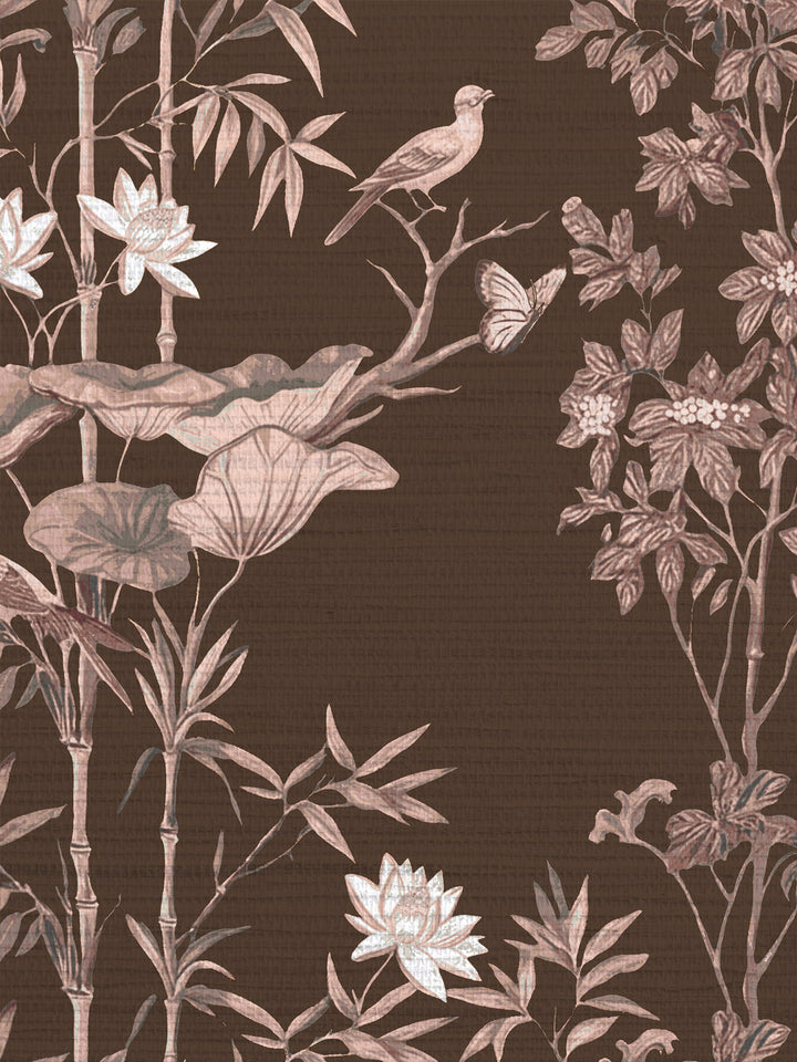 'Freedom' Grasscloth Wallpaper by Flint Wood & Hicks - Mahogany Brown