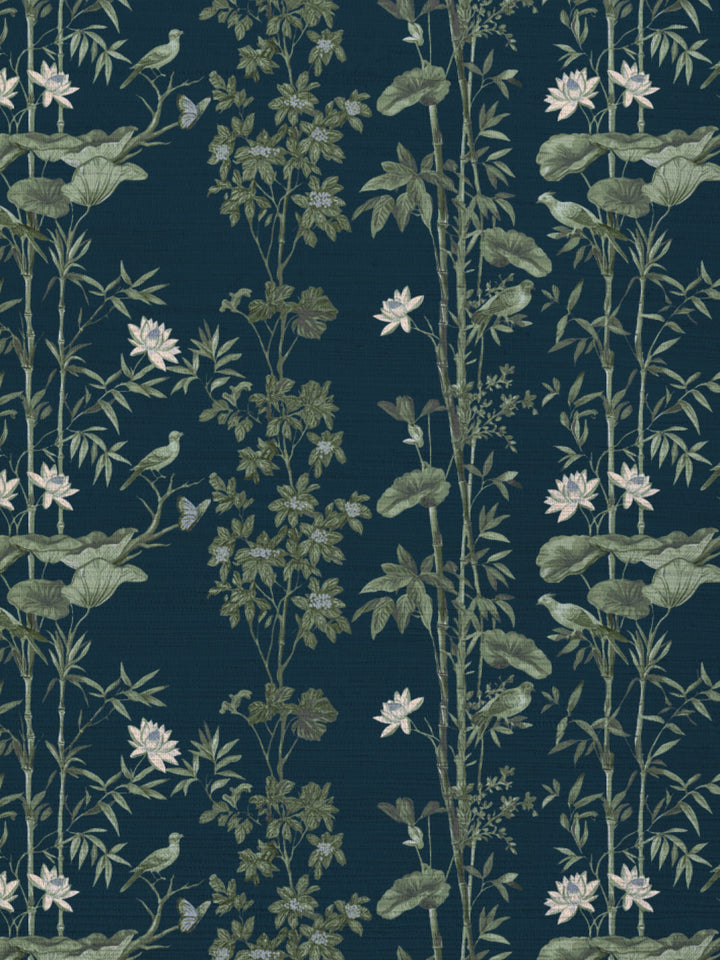 'Freedom' Grasscloth Wallpaper by Flint Wood & Hicks - Midnight Blue