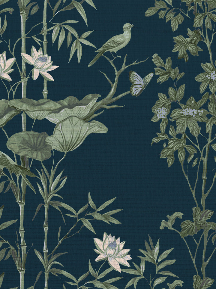 'Freedom' Grasscloth Wallpaper by Flint Wood & Hicks - Midnight Blue