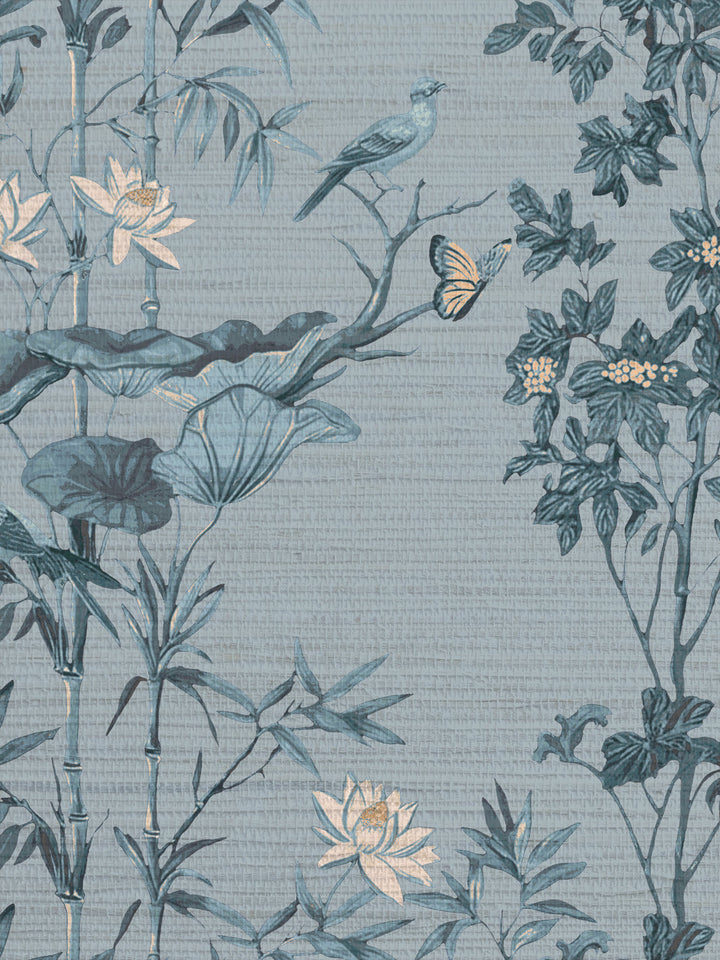 'Freedom' Grasscloth Wallpaper by Flint Wood & Hicks - Morning Fog