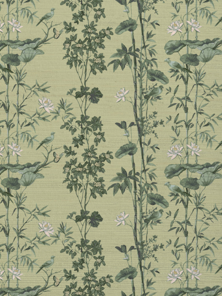 'Freedom' Grasscloth Wallpaper by Flint Wood & Hicks - Olive Green