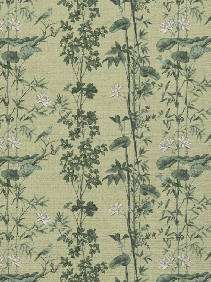 'Freedom' Grasscloth Wallpaper by Flint Wood & Hicks - Olive Green