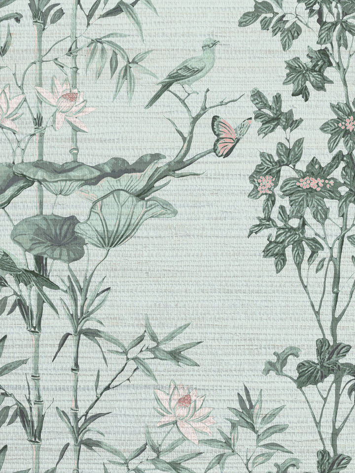 'Freedom' Grasscloth Wallpaper by Flint Wood & Hicks - Pale Green