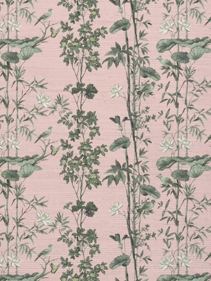 'Freedom' Grasscloth Wallpaper by Flint Wood & Hicks - Pink - Green