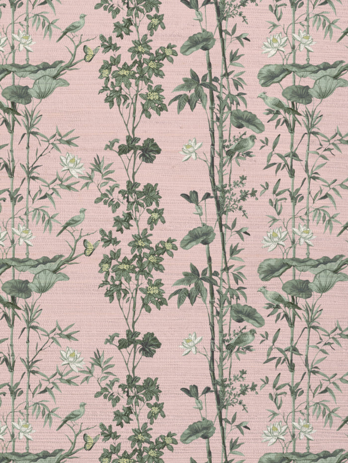 'Freedom' Grasscloth Wallpaper by Flint Wood & Hicks - Pink - Green