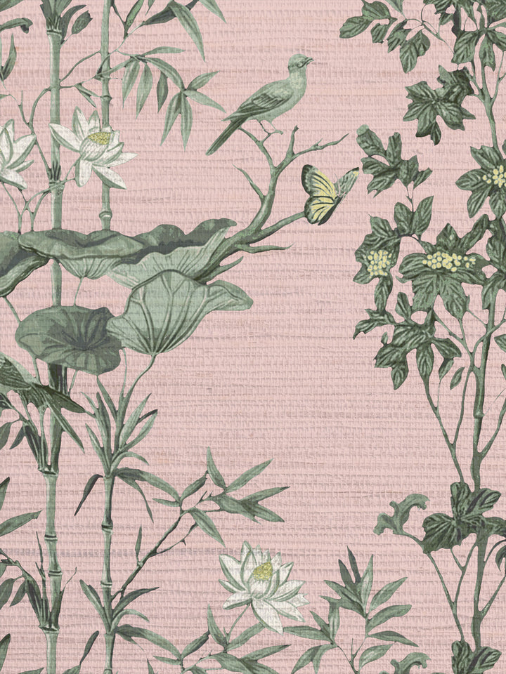 'Freedom' Grasscloth Wallpaper by Flint Wood & Hicks - Pink - Green