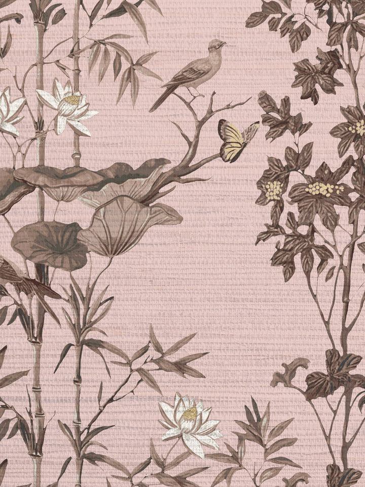 'Freedom' Grasscloth Wallpaper by Flint Wood & Hicks - Pink