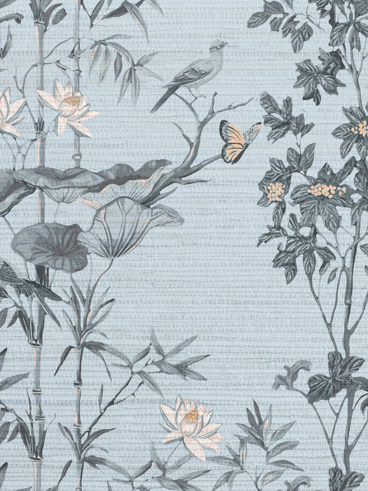 'Freedom' Grasscloth Wallpaper by Flint Wood & Hicks - Sky Blue