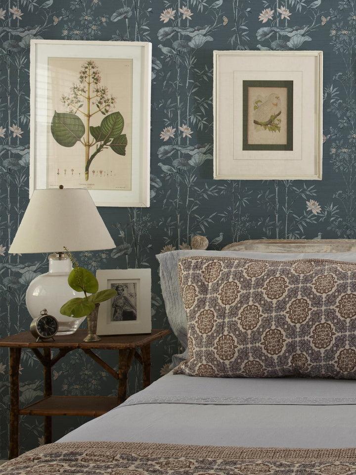 'Freedom' Grasscloth Wallpaper by Flint Wood & Hicks - Faded Blue
