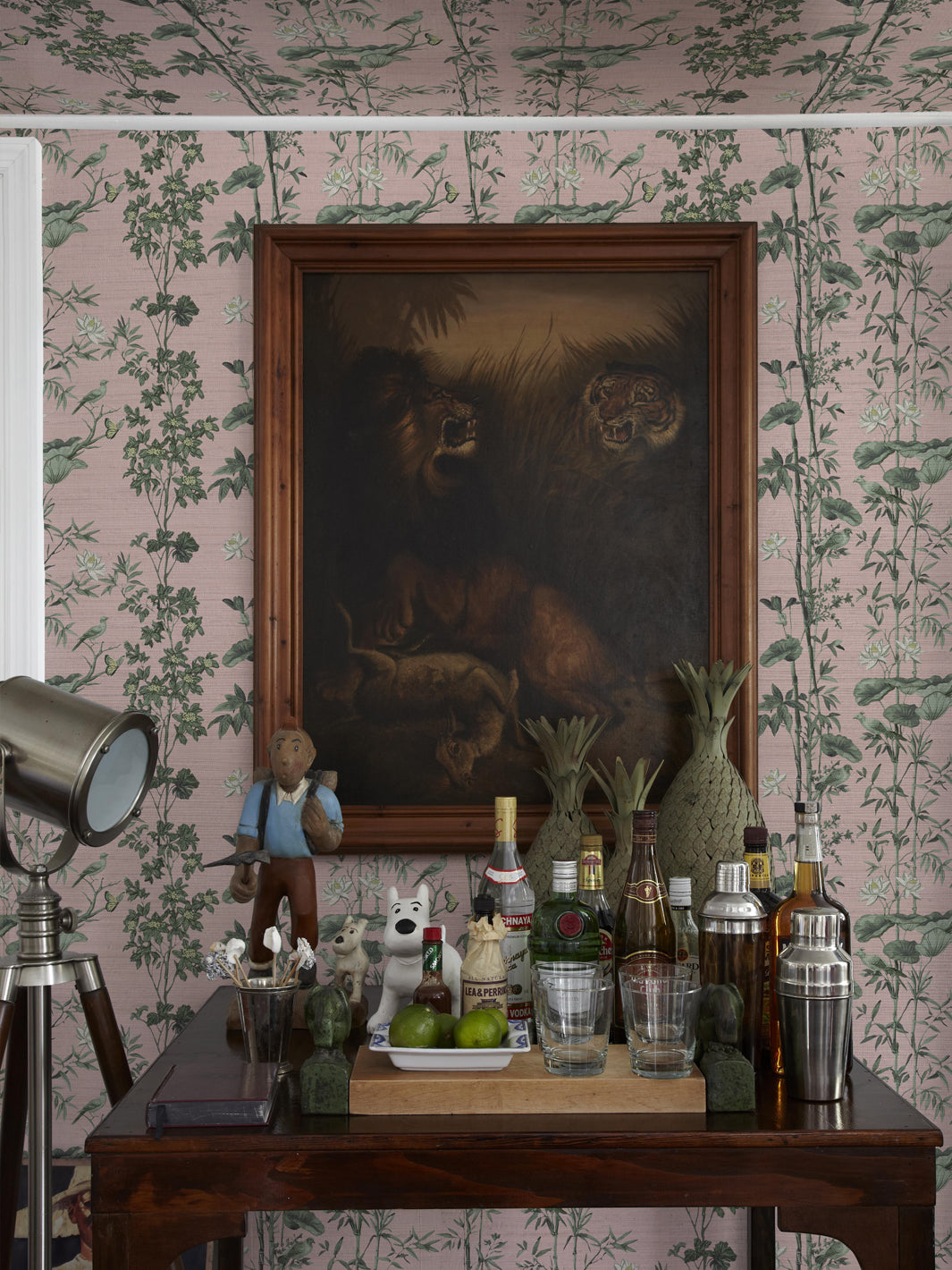 'Freedom' Grasscloth Wallpaper by Flint Wood & Hicks - Pink - Green