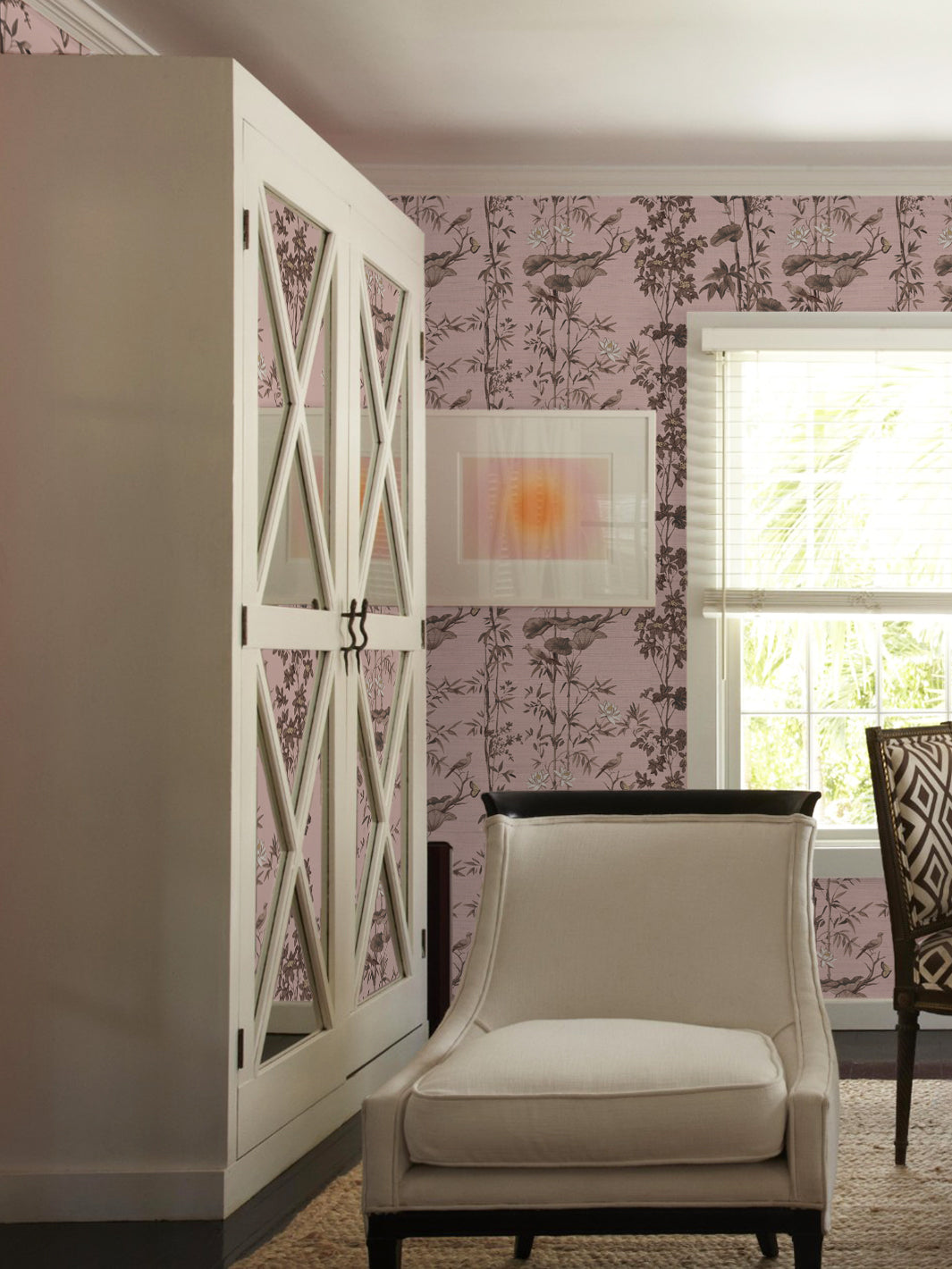 'Freedom' Grasscloth Wallpaper by Flint Wood & Hicks - Pink