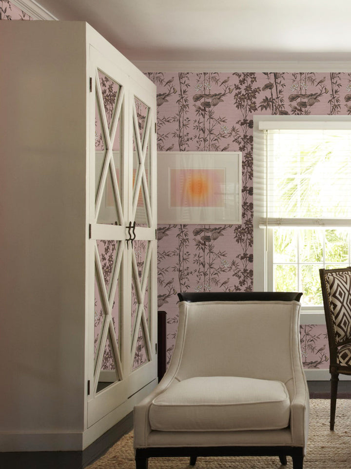 'Freedom' Grasscloth Wallpaper by Flint Wood & Hicks - Pink