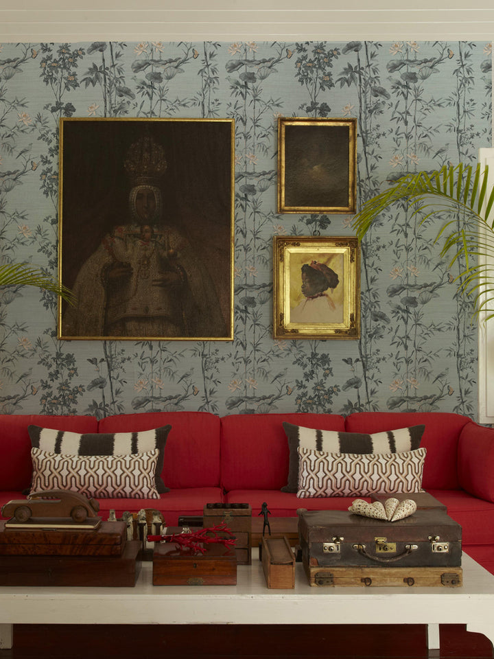 'Freedom' Grasscloth Wallpaper by Flint Wood & Hicks - Sky Blue