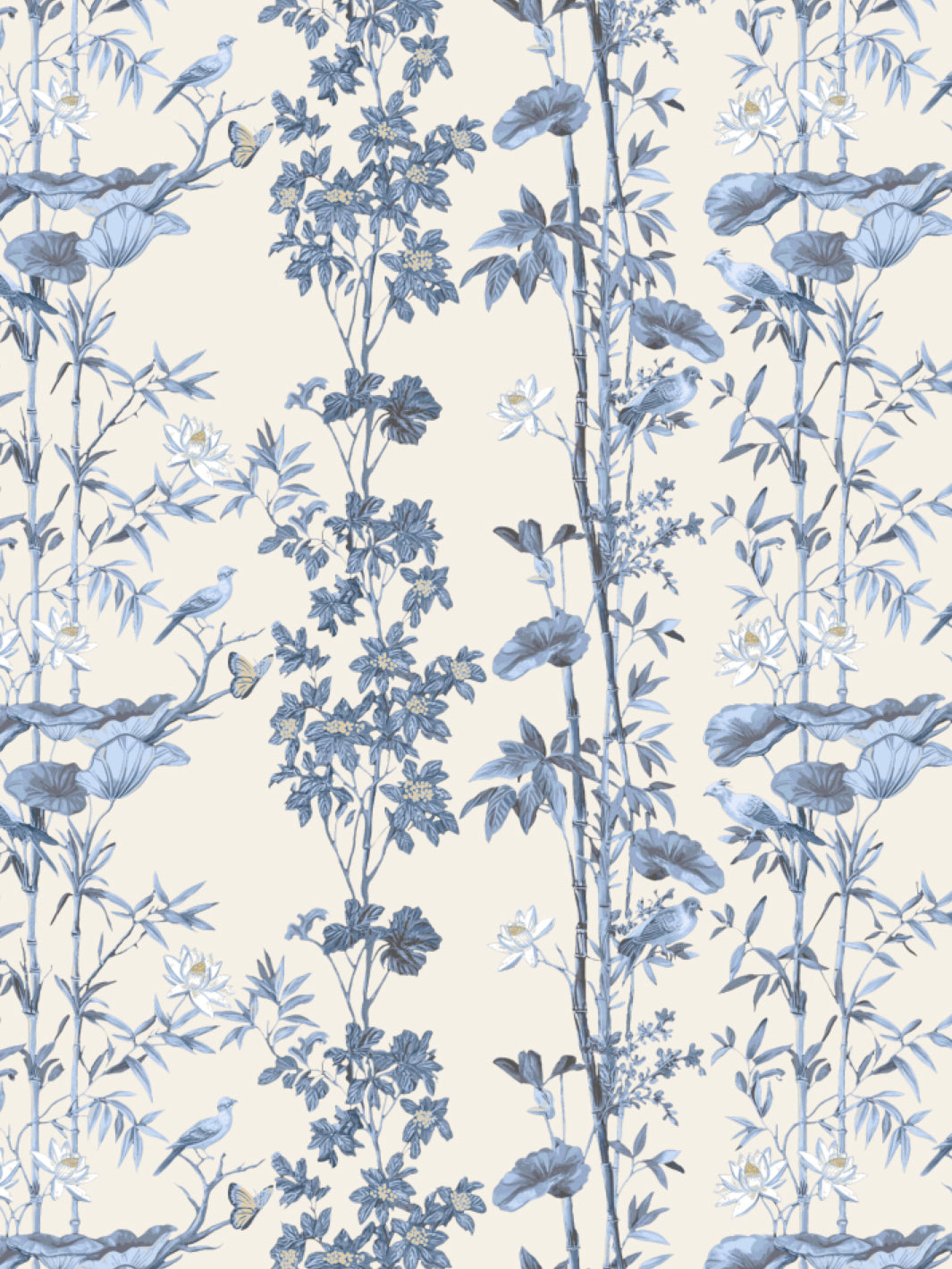 'Freedom' Wallpaper by Flint Wood & Hicks - Cream - Blue