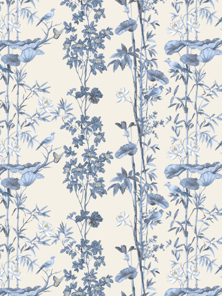 'Freedom' Wallpaper by Flint Wood & Hicks - Cream - Blue