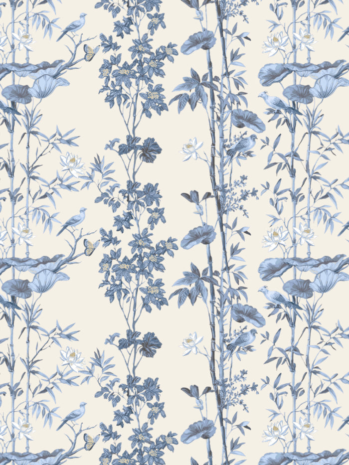 'Freedom' Wallpaper by Flint Wood & Hicks - Cream - Blue